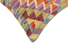 handmade Traditional Pillow Blue Rust Hand-Woven SQUARE 100% WOOL  Hand woven turkish pillow  2 x 2