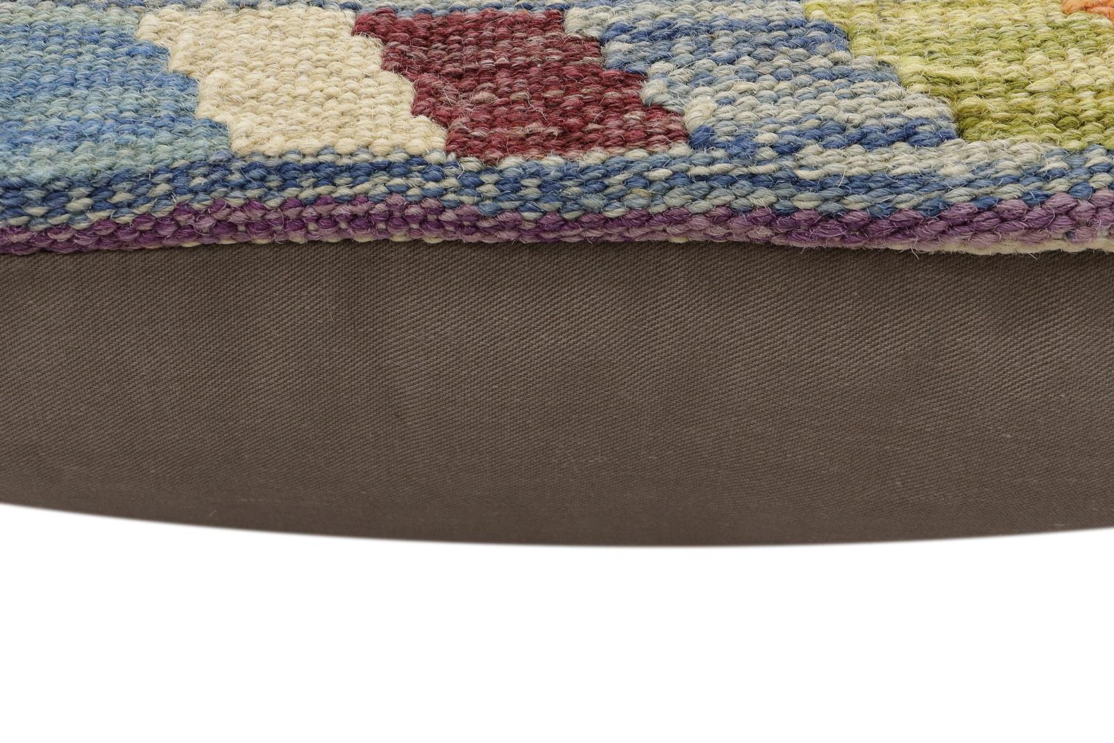 handmade Traditional Pillow Blue Rust Hand-Woven SQUARE 100% WOOL  Hand woven turkish pillow  2 x 2