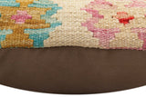 handmade Traditional Pillow Beige Red Hand-Woven SQUARE 100% WOOL Hand woven turkish pillow2' x 2'