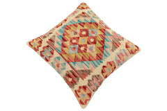 handmade Traditional Pillow Red Blue Hand-Woven SQUARE 100% WOOL  Hand woven turkish pillow  2 x 2