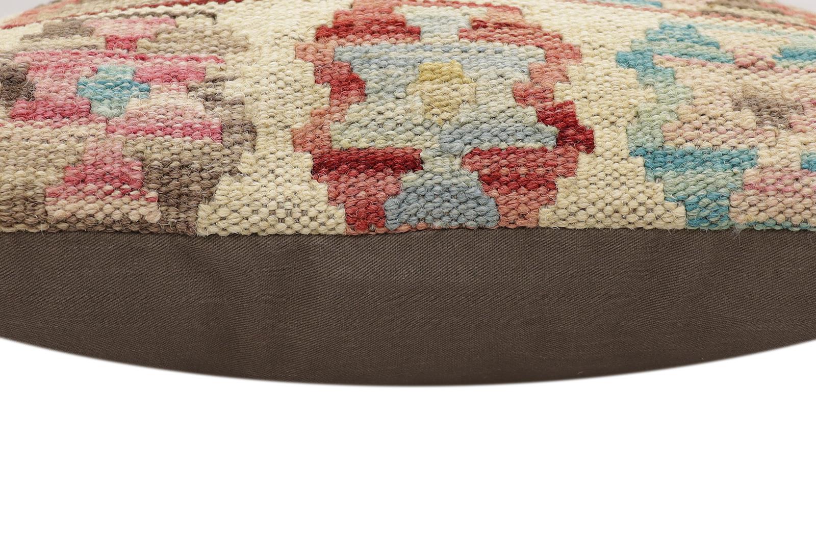 handmade Traditional Pillow Red Blue Hand-Woven SQUARE 100% WOOL  Hand woven turkish pillow  2 x 2