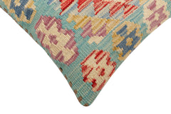 handmade Traditional Pillow Blue Red Hand-Woven SQUARE 100% WOOL Hand woven turkish pillow2' x 2'