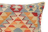 handmade Traditional Pillow Blue Red Hand-Woven SQUARE 100% WOOL Hand woven turkish pillow2' x 2'