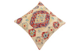 handmade Traditional Pillow Beige Red Hand-Woven SQUARE 100% WOOL Hand woven turkish pillow2' x 2'