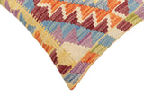 handmade Traditional Pillow Rust Blue Hand-Woven SQUARE 100% WOOL Hand woven turkish pillow2' x 2'