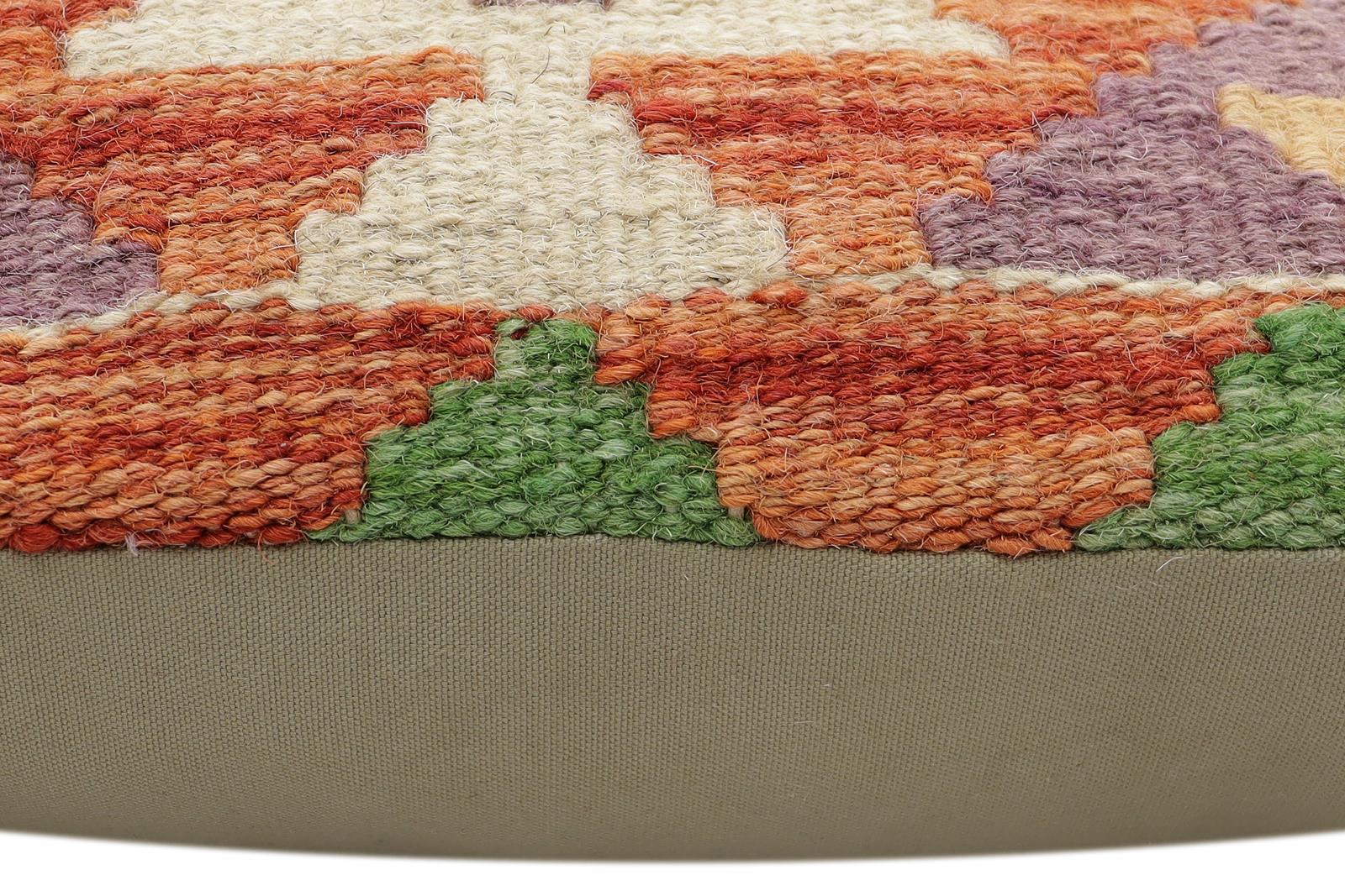 handmade Traditional Pillow Rust Blue Hand-Woven SQUARE 100% WOOL  Hand woven turkish pillow  2 x 2