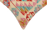 handmade Traditional Pillow Beige Red Hand-Woven SQUARE 100% WOOL Hand woven turkish pillow2' x 2'
