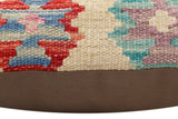 handmade Traditional Pillow Beige Red Hand-Woven SQUARE 100% WOOL Hand woven turkish pillow2' x 2'