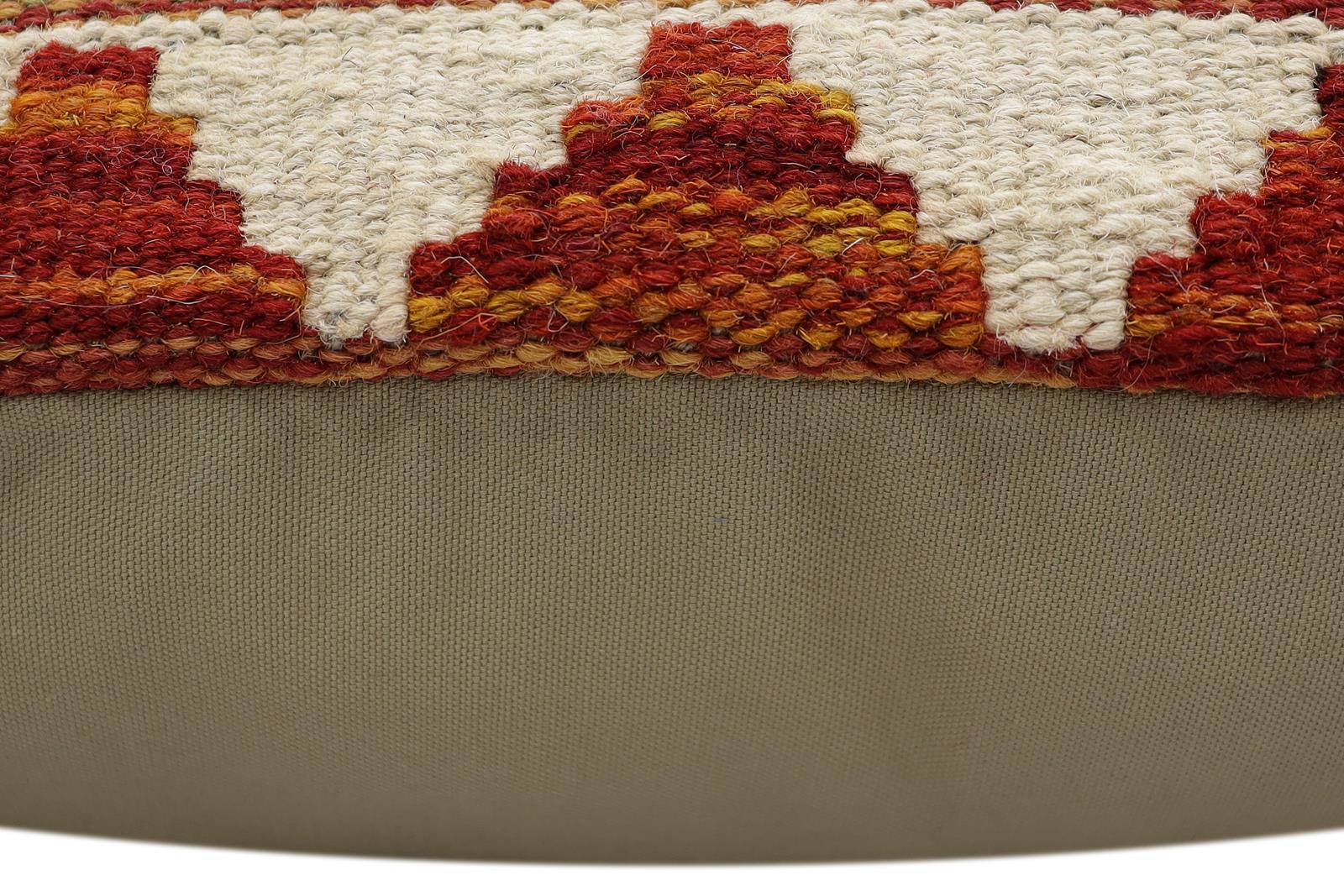 handmade Traditional Pillow Rust Blue Hand-Woven SQUARE 100% WOOL Hand woven turkish pillow2' x 2'