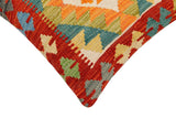 handmade Traditional Pillow Rust Blue Hand-Woven SQUARE 100% WOOL Hand woven turkish pillow2' x 2'