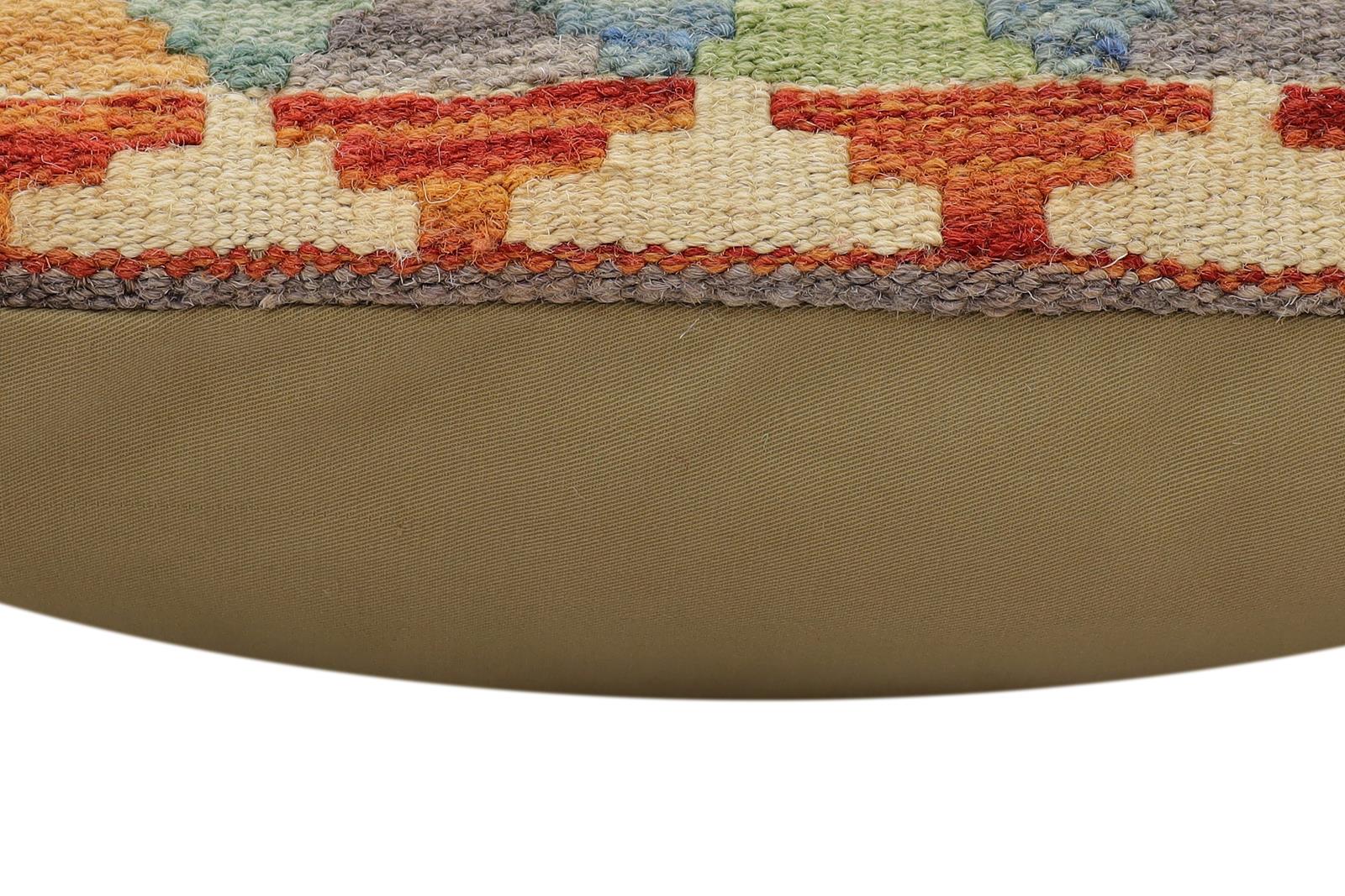 handmade Traditional Pillow Rust Blue Hand-Woven SQUARE 100% WOOL  Hand woven turkish pillow  2 x 2