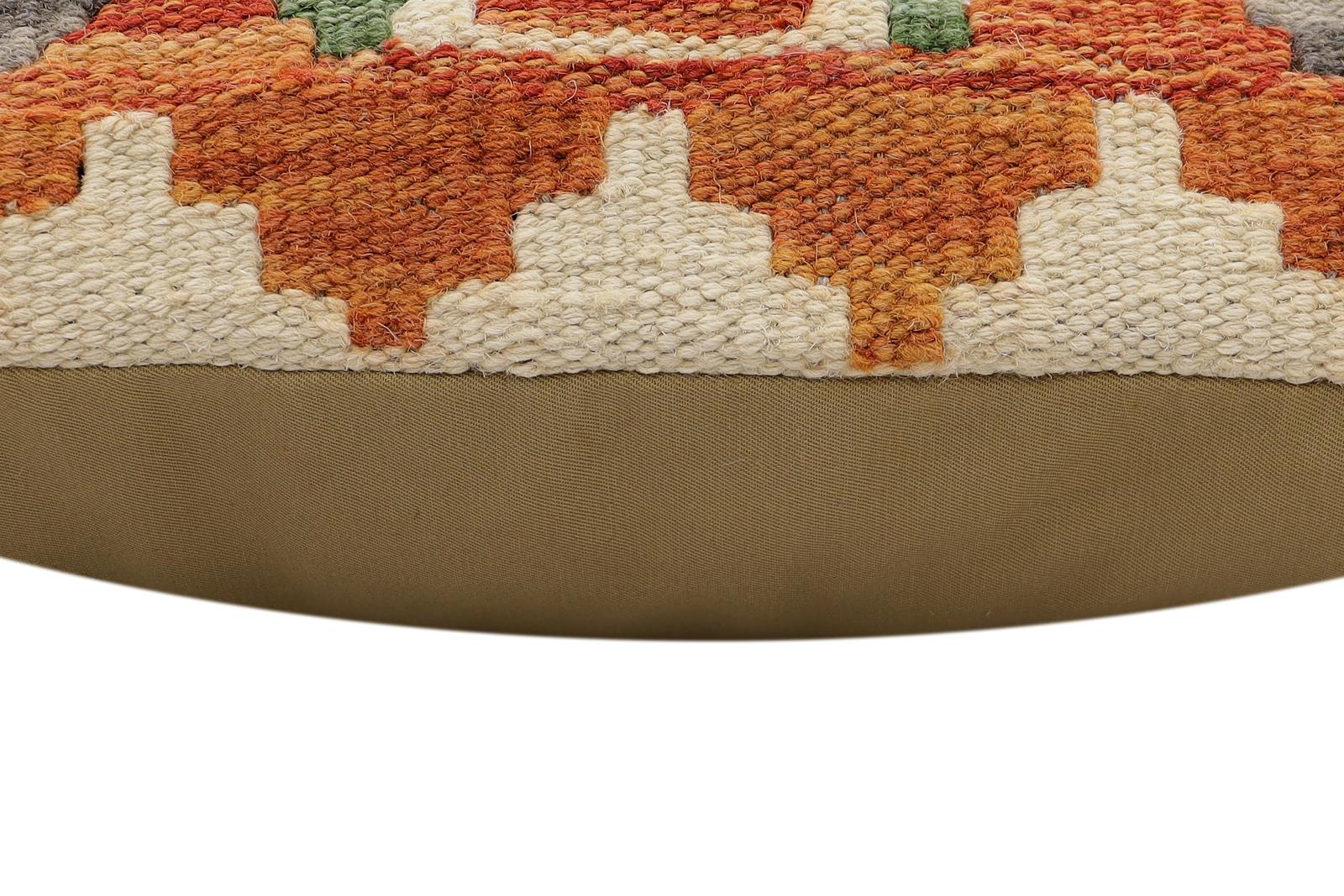 handmade Traditional Pillow Rust Blue Hand-Woven SQUARE 100% WOOL  Hand woven turkish pillow  2 x 2