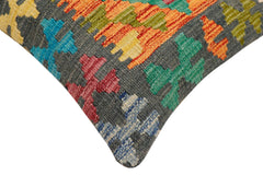 handmade Traditional Pillow Rust Charcoal Hand-Woven SQUARE 100% WOOL Hand woven turkish pillow2' x 2'