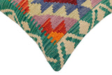 handmade Traditional Pillow Rust Blue Hand-Woven SQUARE 100% WOOL Hand woven turkish pillow2' x 2'