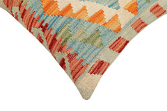 handmade Traditional Pillow Red Blue Hand-Woven SQUARE 100% WOOL Hand woven turkish pillow2' x 2'