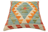handmade Traditional Pillow Red Blue Hand-Woven SQUARE 100% WOOL Hand woven turkish pillow2' x 2'