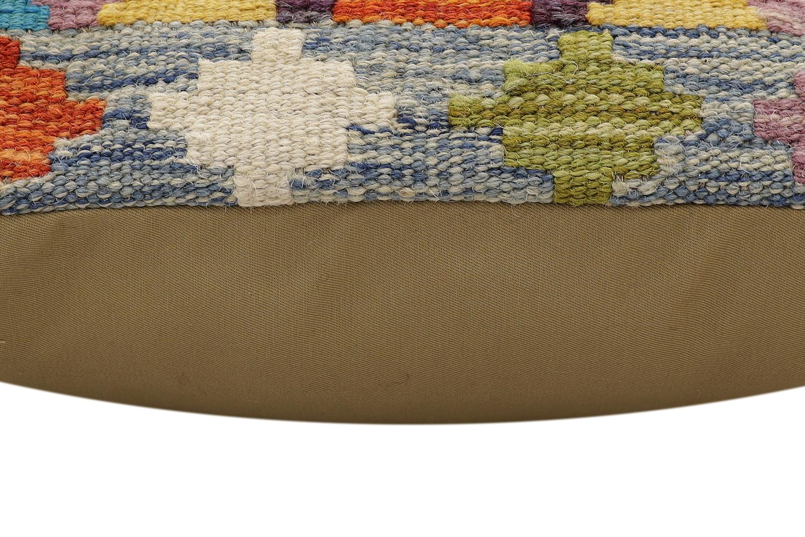 handmade Traditional Pillow Rust Blue Hand-Woven SQUARE 100% WOOL Hand woven turkish pillow2' x 2'