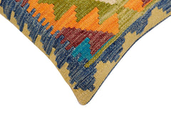 handmade Traditional Pillow Blue Maroon Hand-Woven SQUARE 100% WOOL  Hand woven turkish pillow  2 x 2