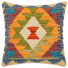 handmade Traditional Pillow Blue Maroon Hand-Woven SQUARE 100% WOOL  Hand woven turkish pillow  2 x 2