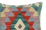 handmade Traditional Pillow Rust Blue Hand-Woven SQUARE 100% WOOL Hand woven turkish pillow2' x 2'