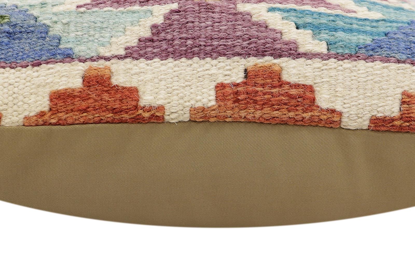 handmade Traditional Pillow Rust Blue Hand-Woven SQUARE 100% WOOL  Hand woven turkish pillow  3 x 5