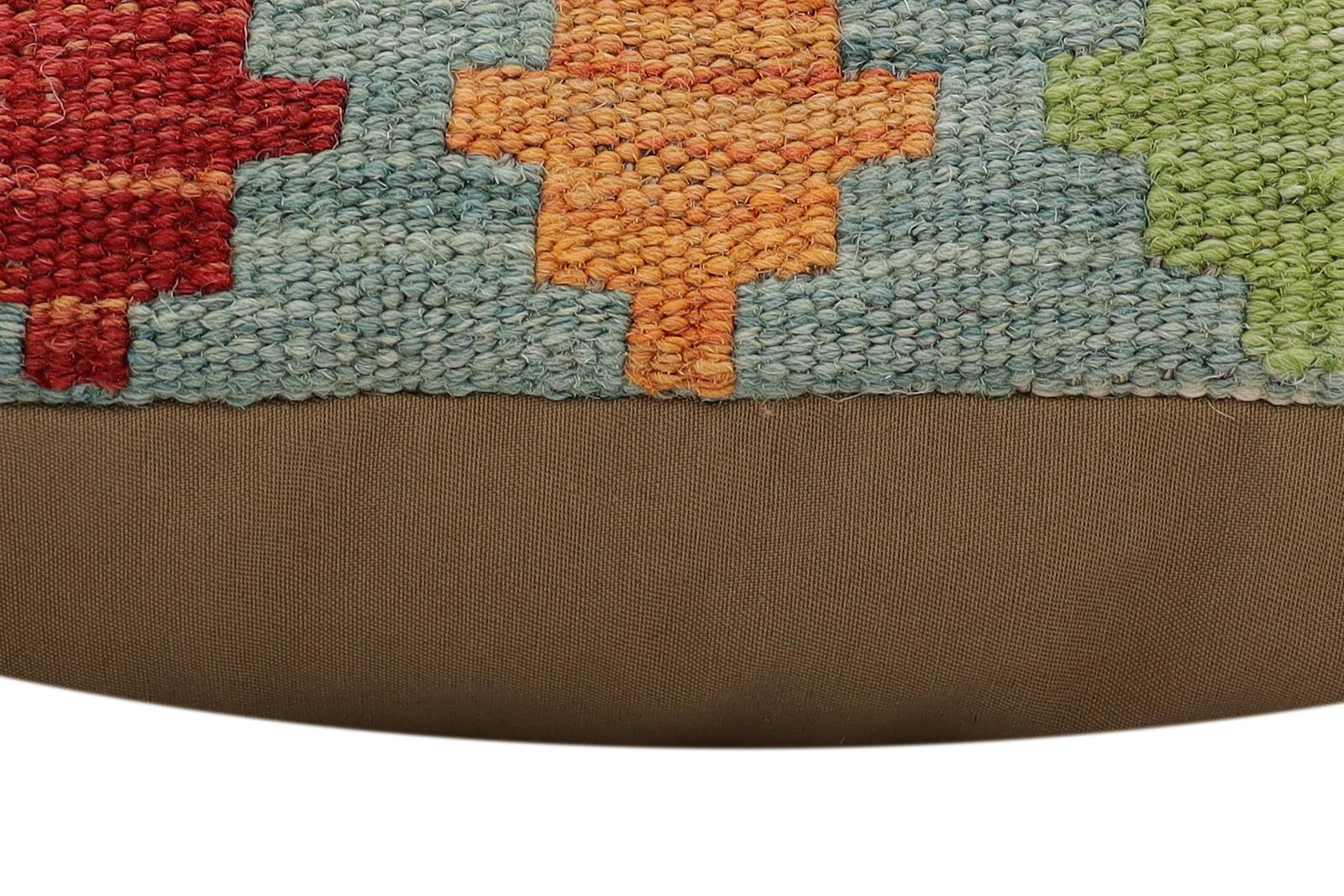 handmade Traditional Pillow Rust Blue Hand-Woven SQUARE 100% WOOL Hand woven turkish pillow2' x 2'