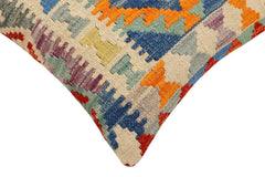 handmade Traditional Pillow Rust Blue Hand-Woven SQUARE 100% WOOL  Hand woven turkish pillow  2 x 2