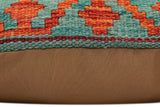 handmade Traditional Pillow Rust Green Hand-Woven SQUARE 100% WOOL Hand woven turkish pillow2' x 2'