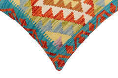 handmade Traditional Pillow Rust Blue Hand-Woven SQUARE 100% WOOL Hand woven turkish pillow2' x 2'