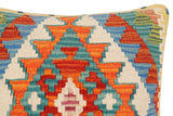 handmade Traditional Pillow Rust Blue Hand-Woven SQUARE 100% WOOL Hand woven turkish pillow2' x 2'