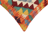 handmade Traditional Pillow Rust Blue Hand-Woven SQUARE 100% WOOL Hand woven turkish pillow2' x 2'