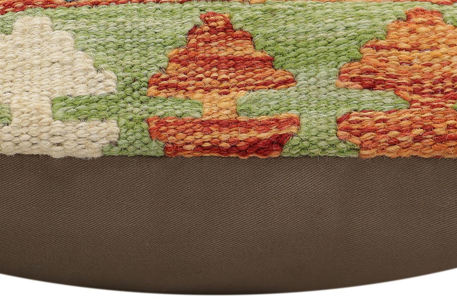 handmade Traditional Pillow Rust Blue Hand-Woven SQUARE 100% WOOL Hand woven turkish pillow2' x 2'