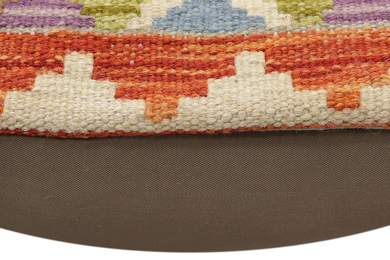 handmade Traditional Pillow Rust Blue Hand-Woven SQUARE 100% WOOL  Hand woven turkish pillow  2 x 2