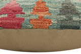 handmade Traditional Pillow Rust Blue Hand-Woven SQUARE 100% WOOL Hand woven turkish pillow2' x 2'