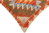 handmade Traditional Pillow Rust Blue Hand-Woven SQUARE 100% WOOL Hand woven turkish pillow2' x 2'