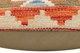 handmade Traditional Pillow Rust Blue Hand-Woven SQUARE 100% WOOL Hand woven turkish pillow2' x 2'