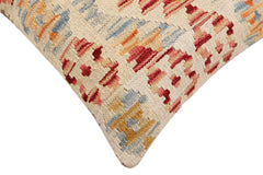 handmade Traditional Pillow Red Beige Hand-Woven SQUARE 100% WOOL  Hand woven turkish pillow  2 x 2