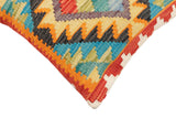 handmade Traditional Pillow Rust Blue Hand-Woven SQUARE 100% WOOL Hand woven turkish pillow2' x 2'