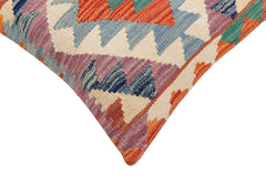 handmade Traditional Pillow Rust Blue Hand-Woven SQUARE 100% WOOL Hand woven turkish pillow2' x 2'