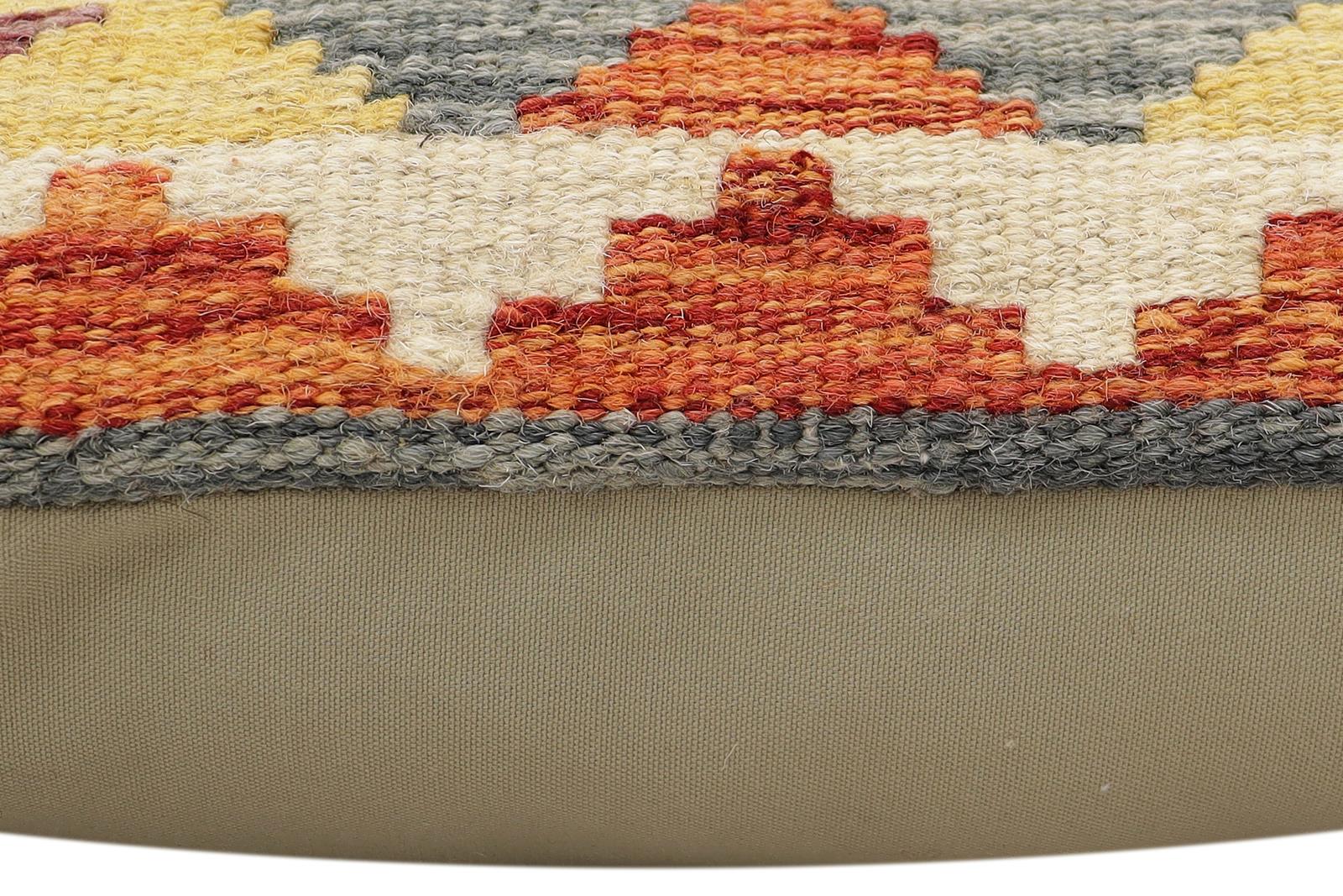 handmade Traditional Pillow Rust Gray Hand-Woven SQUARE 100% WOOL  Hand woven turkish pillow  2 x 2