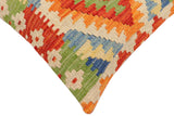handmade Traditional Pillow Rust Blue Hand-Woven SQUARE 100% WOOL Hand woven turkish pillow2' x 2'