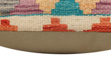handmade Traditional Pillow Rust Blue Hand-Woven SQUARE 100% WOOL Hand woven turkish pillow2' x 2'