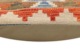 handmade Traditional Pillow Rust Blue Hand-Woven SQUARE 100% WOOL Hand woven turkish pillow2' x 2'