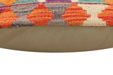 handmade Traditional Pillow Rust Blue Hand-Woven SQUARE 100% WOOL Hand woven turkish pillow2' x 2'
