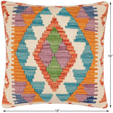 handmade Traditional Pillow Rust Blue Hand-Woven SQUARE 100% WOOL Hand woven turkish pillow2' x 2'