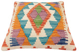 handmade Traditional Pillow Rust Blue Hand-Woven SQUARE 100% WOOL Hand woven turkish pillow2' x 2'