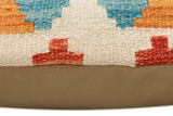 handmade Traditional Pillow Rust Blue Hand-Woven SQUARE 100% WOOL Hand woven turkish pillow2' x 2'