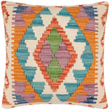 handmade Traditional Pillow Rust Blue Hand-Woven SQUARE 100% WOOL Hand woven turkish pillow2' x 2'