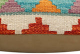 handmade Traditional Pillow Rust Blue Hand-Woven SQUARE 100% WOOL Hand woven turkish pillow2' x 2'