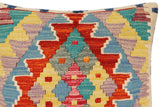 handmade Traditional Pillow Rust Blue Hand-Woven SQUARE 100% WOOL Hand woven turkish pillow2' x 2'
